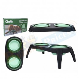 Crufts Pets Twin Bowl Feeding Station with Anti Slip Feet