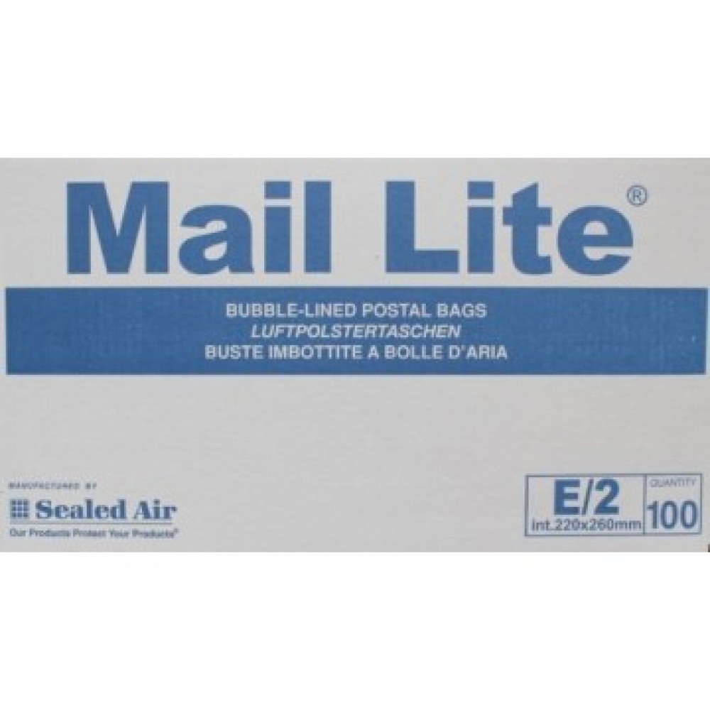 Mail Lite White E/2 Bubble Padded Envelopes 220 x 260mm - Box of 100