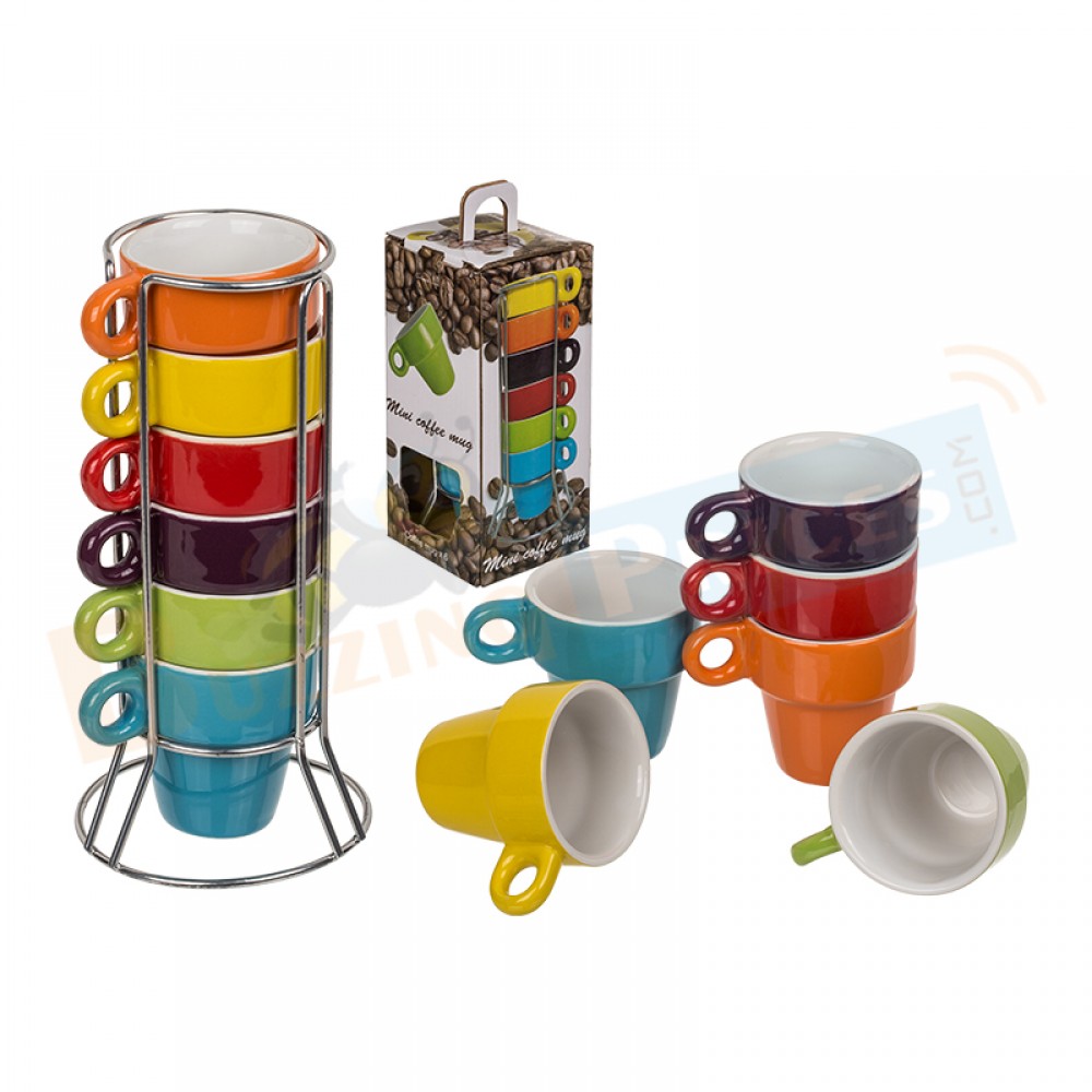 Espresso Mini Coffee Mug Set of 6 with Stand 